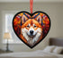 Akita Stained Glass Effect Heart Suncatcher